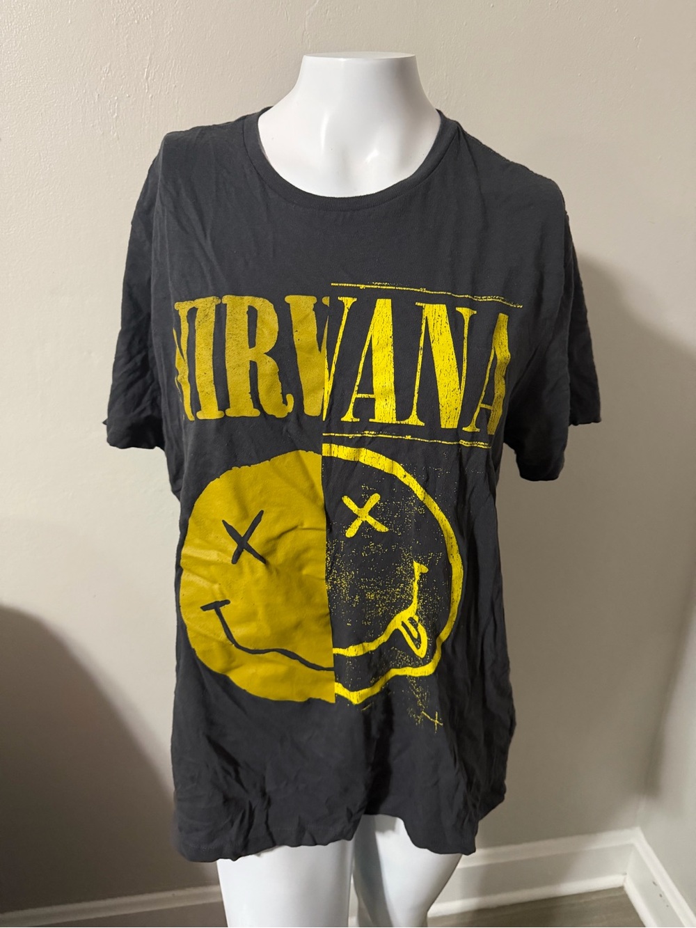 Old Navy Black Short-Sleeve Graphic Tee with Yellow Nirvana Print
